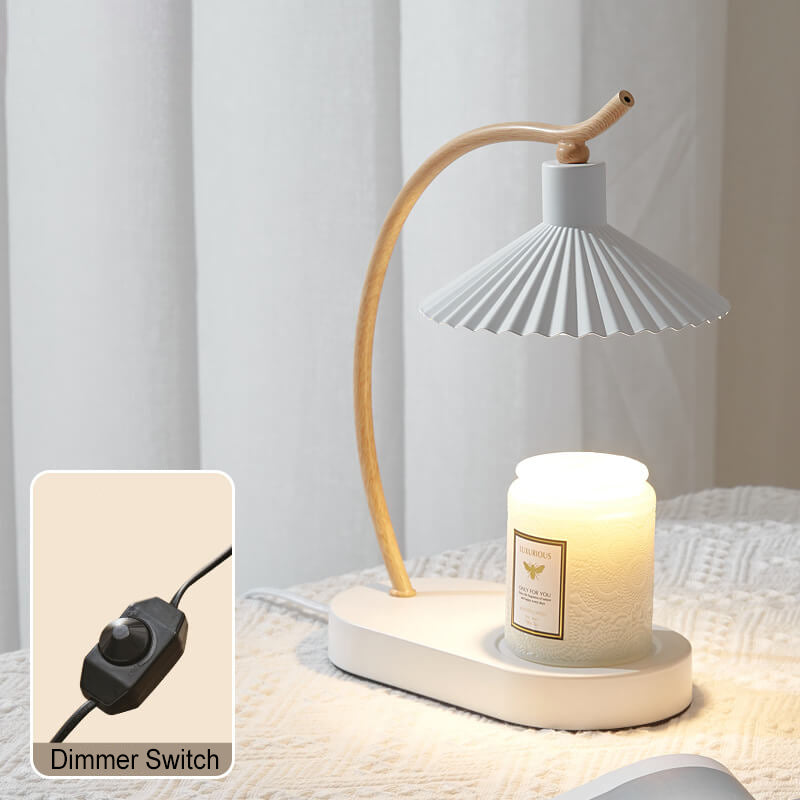 Modern Creative Iron Umbrella Shape Arc Imitation Wood Grain Lamp Arm 1-Light Melting Wax Table Lamp