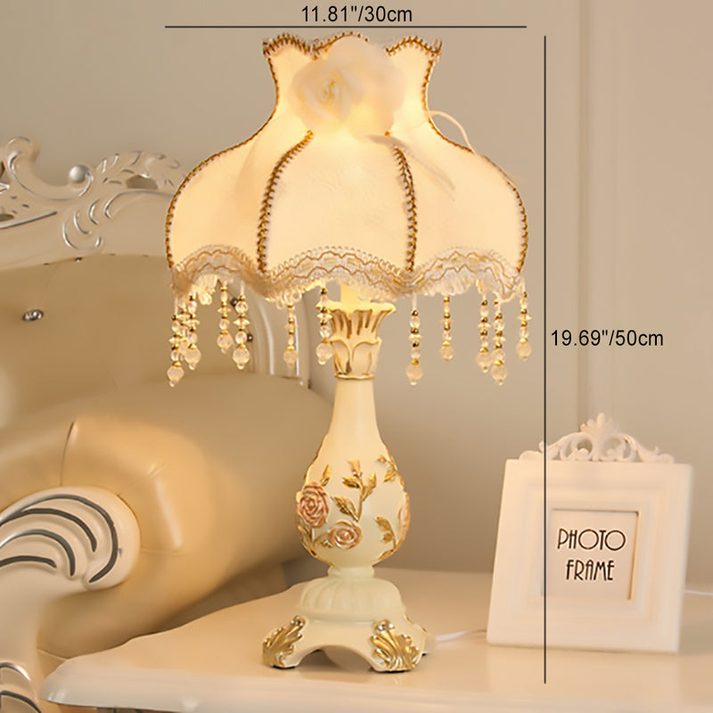 Traditional European Vase Base Resin Fabric 1-Light Table Lamp For Bedroom