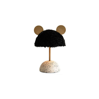 Nordic Creative Mouse Plush Shade Terrazzo Hardware Base 1-Light Table Lamp