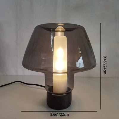 Modern Minimalist Round Glass Metal 1-Light Table Lamp For Bedroom