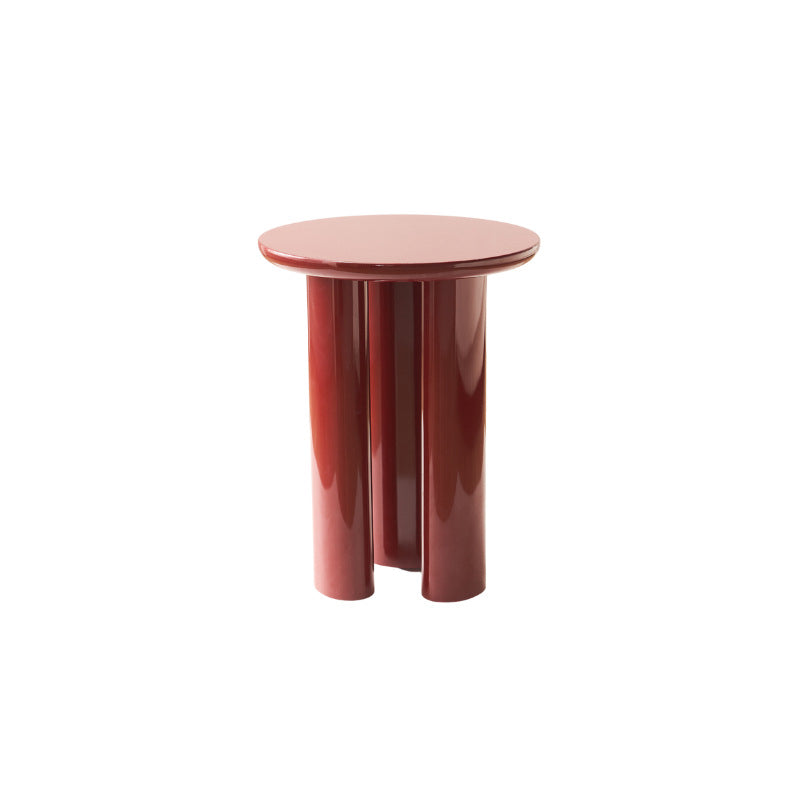 Contemporary Scandinavian Round Wood Column Base End Table For Living Room