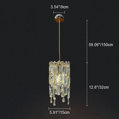 Contemporary Luxury Dazzling Prismatic Clear Crystal 1-Light Pendant Light For Living Room