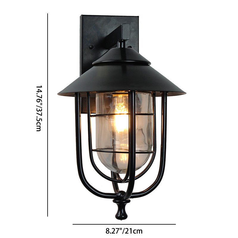 Contemporary Industrial Bird Cage Iron Glass 1-Light Wall Sconce Lamp For Garden