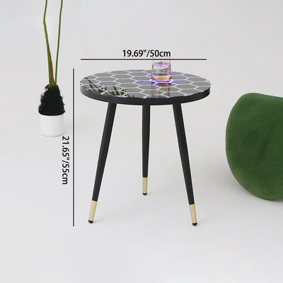 Modern Minimalist Round Sensorable Glass Carbon Steel Coffee Table For Living Room