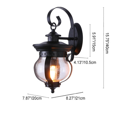 Contemporary Industrial Iron Glass Gourd Shape 1-Light Waterproof Wall Sconce Lamp For Outdoor Patio