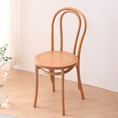 Contemporary Retro Rattan Beech Wood Metal Round Arched Dining Chair Backrest For Dining Room