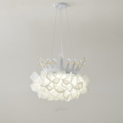 Contemporary Creative Hardware Crown Decor PVC Petal Shade LED Pendant Light For Living Room