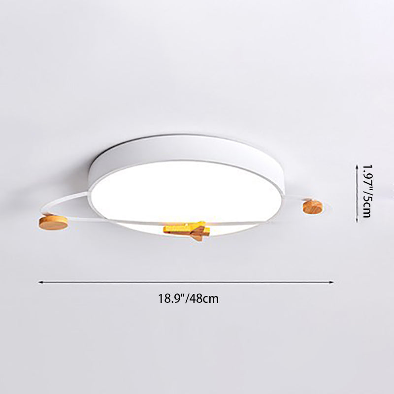 Contemporary Scandinavian Round Planet Design LED Kids Flush Mount Ceiling Light For Bedroom