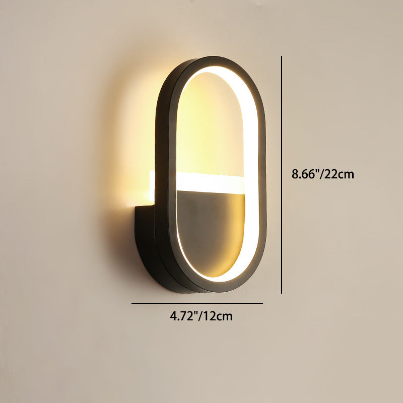 Modern Minimalist Iron Silicone Elliptical Circular Arc LED Wall Sconce Lamp For Bedroom