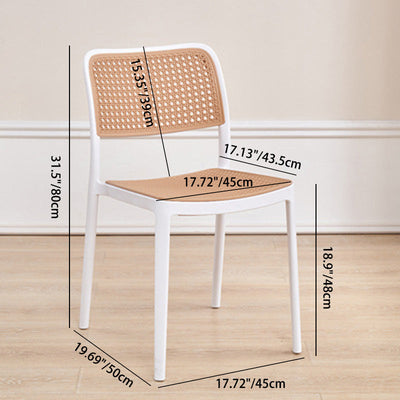 Contemporary Simplicity Square Rattan-like Plastic Stackable Dining Chair Armrest Backrest For Dining Room