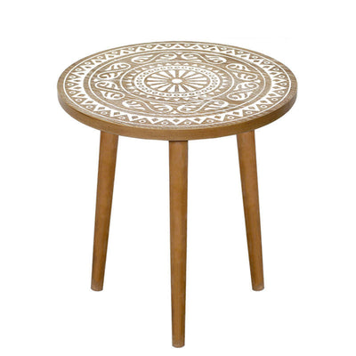 Contemporary Simplicity Pattern Wood Iron Round Coffee Table For Living Room