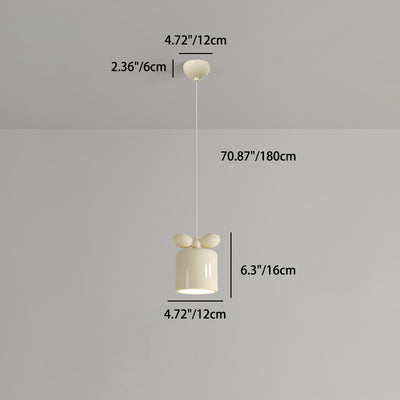 Modern Simplicity Cylinder Bow Metal Resin 1/3/5 Light Pendant Light For Bedroom