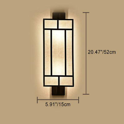 Contemporary Retro Rectangular Fabric Shade Iron 1-Light Wall Sconce Lamp For Dining Room