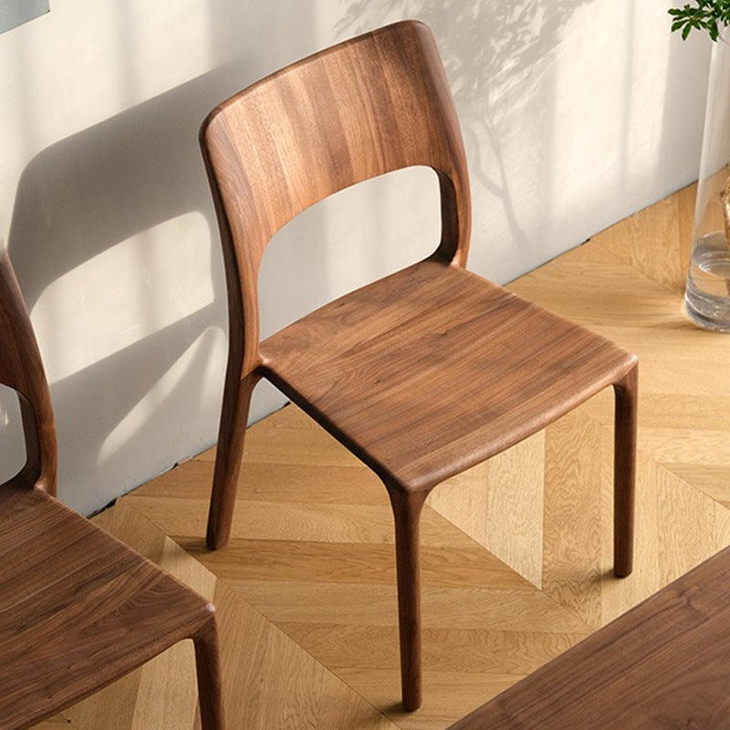 Contemporary Retro Walnut Wood Square Dining Chair Backrest For Dining Room