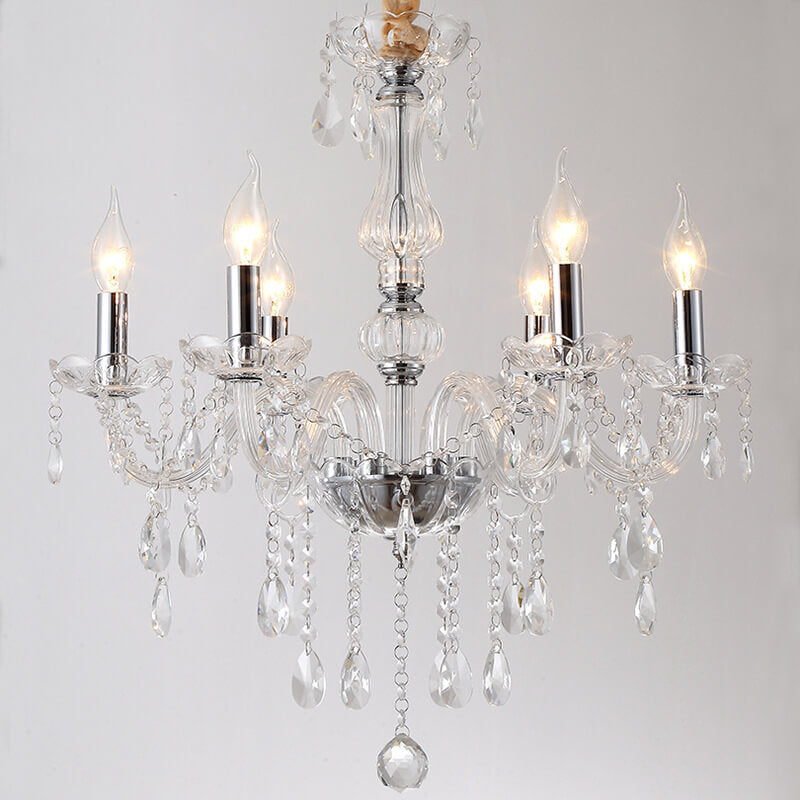 Contemporary Luxury Round Candelabra Glass 3/4/5/6 Light Chandelier For Living Room