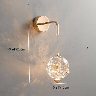 Lampe moderne d'applique murale LED en cristal de matériel d'orbe de luxe pour la chambre à coucher 