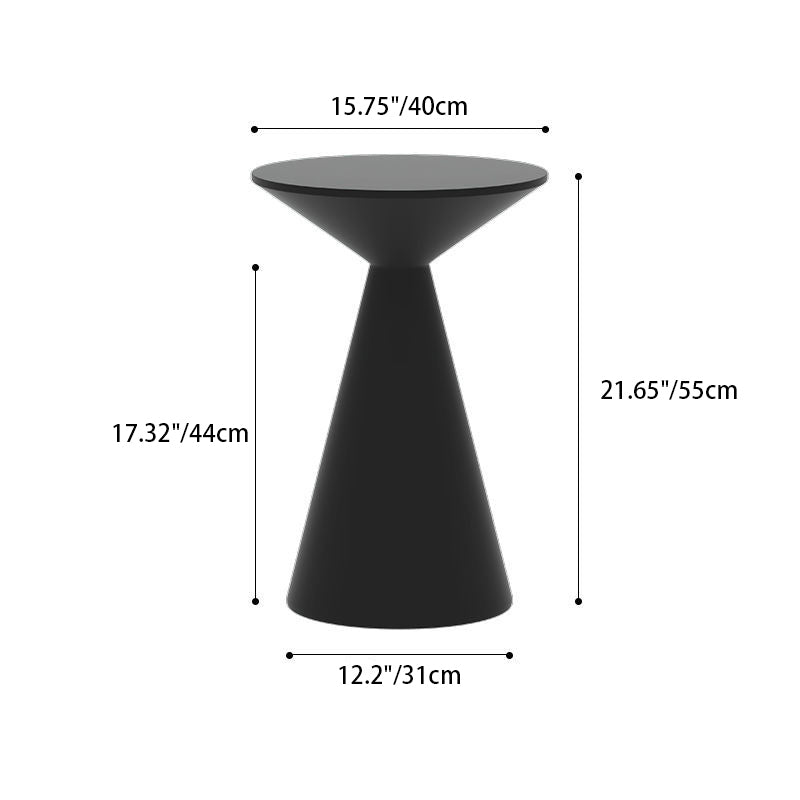 Modern Minimalist Round Cone Aluminum Metal End Table 1-Tier For Living Room