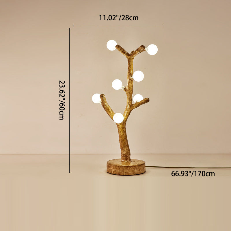 Traditional Japanese Twig Orb Resin Hardware Glass 3/7/8/12/16 Light Table Lamp For Bedroom