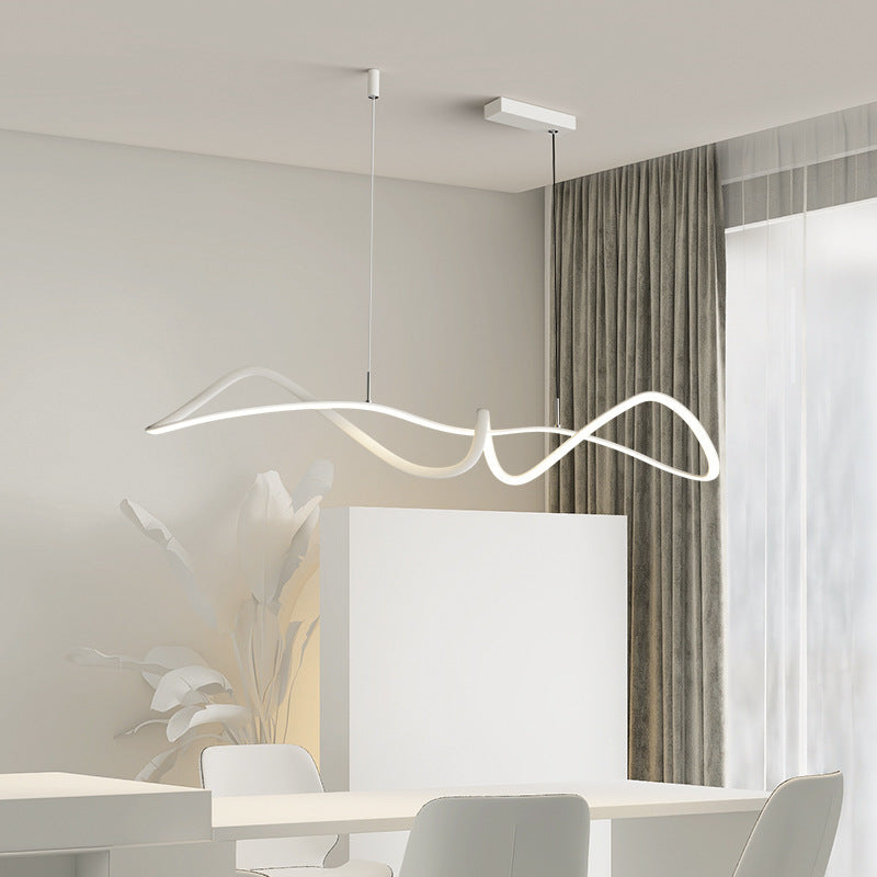 Modern Minimalist Aluminum Spiral Strip LED Island Light Pendant Light For Living Room