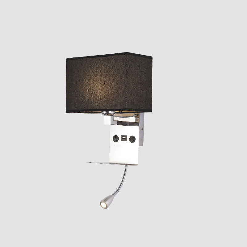 Modern Minimalist Fabric Square Spotlight 2-Light Wall Sconce Lamp For Bedroom