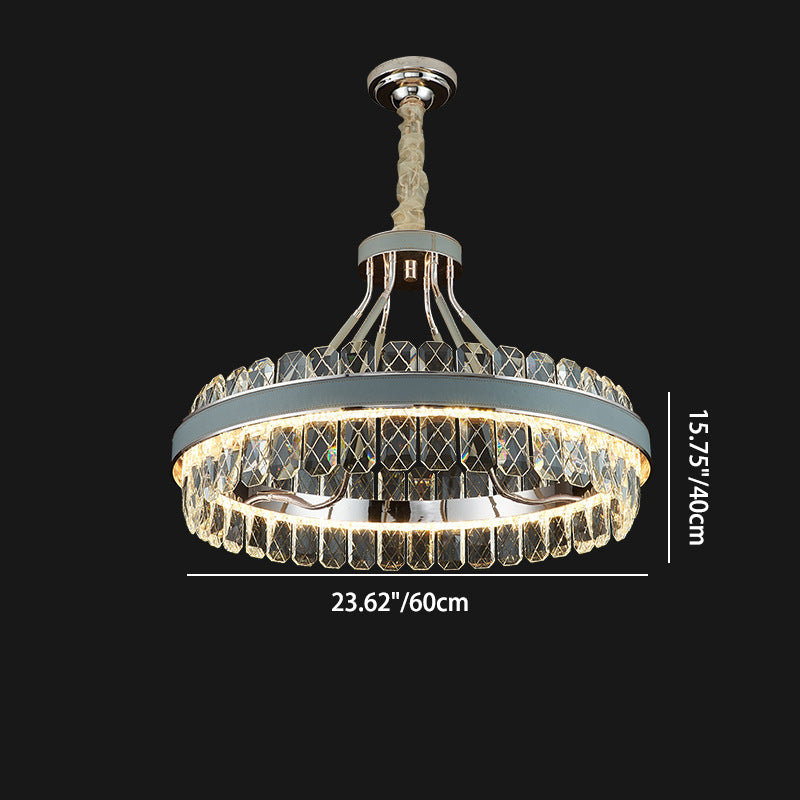 Modern Luxury Crystal Round Leather Crystal LED Chandelier For Bedroom