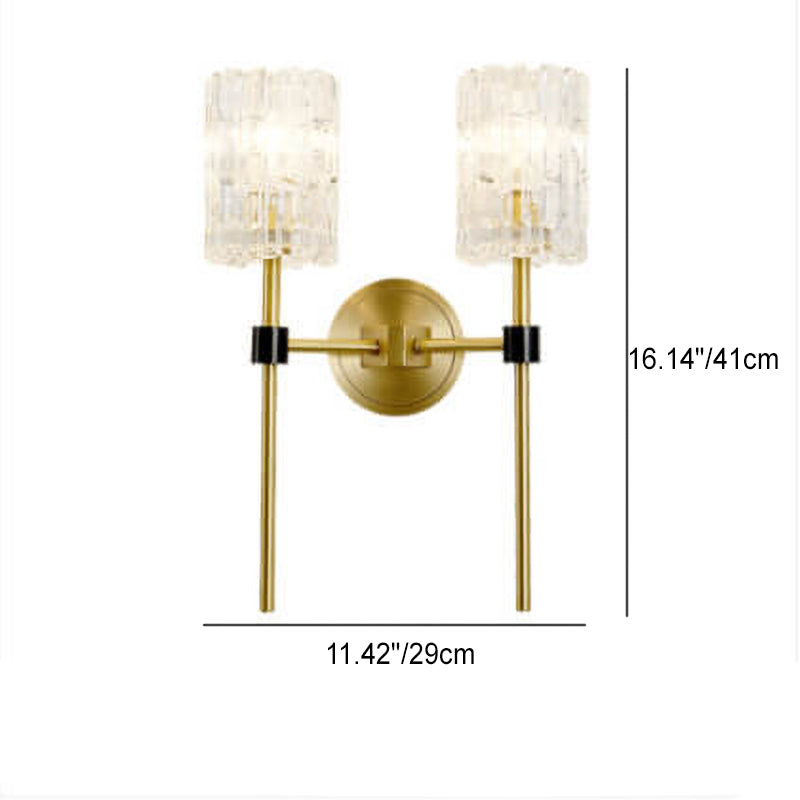 European Luxury Crystal Cylinder Long Pole 1/2 Light Wall Sconce Lamp