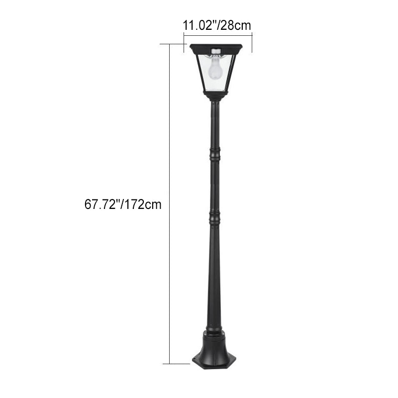 Traditional Chinese Solar Waterproof Aluminum Alloy Glass Cylinder LED Landscape Lighting Outdoor Light For Garden