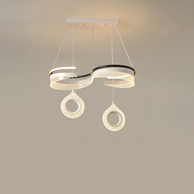 Contemporary Scandinavian Iron Aluminum Acrylic Round Semicircle LED Chandelier For Living Room