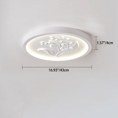 Modern Art Deco Round Bellflower Iron Resin Acrylic LED Flush Mount Ceiling Light For Bedroom