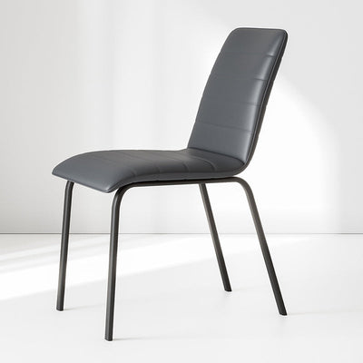 Modern Minimalist Rectangular Striped Leather Carbon Steel Dining Chair Backrest For Dining Room