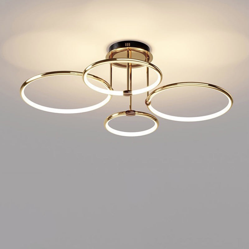 Contemporary Luxury Circle Combo Design LED Semi-Flush Mount Ceiling Light For Bedroom