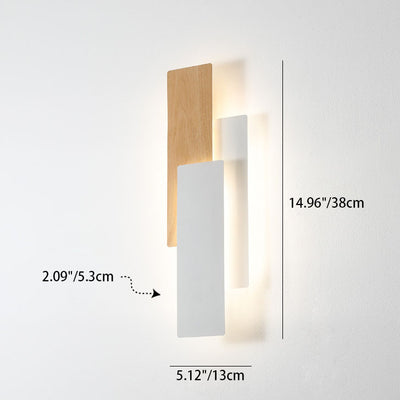 Modern Simple Wood Grain Geometric Rectangle LED Wall Sconce Lamp