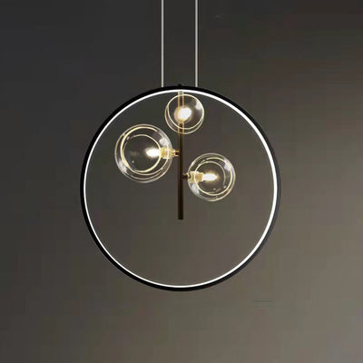 Modern Minimalist Circle Orb Iron Glass 1/3/5 Light Pendant Light For Living Room