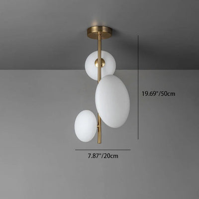 Lustre moderne minimaliste à 3 lumières en forme de boule de verre en laiton