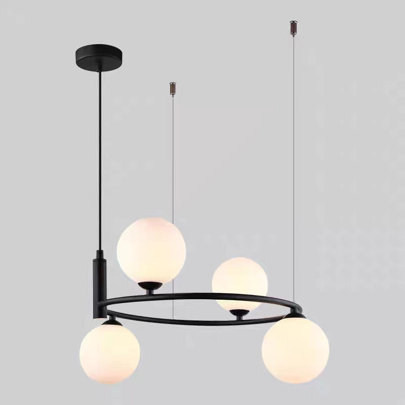 Contemporary Creative Circle Orb Iron Glass 4/6 Light Chandelier For Living Room