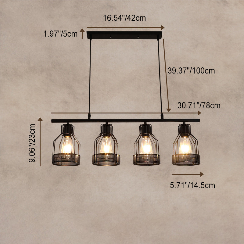 Traditional Vintage Iron Cage 3/4/5-Light Island Light Chandelier For Dining Room