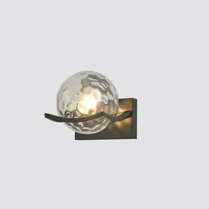 Modern Simplicity Iron Water Pattern Glass Ball Shade 1-Light Wall Sconce Lamp For Bedroom