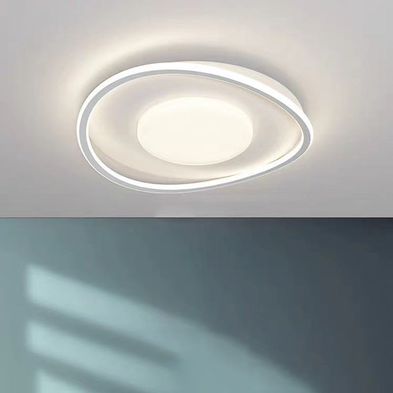 Modern Minimalist Wave Round Square Hardware Acrylic LED Flush Mount Ceiling Light For Bedroom