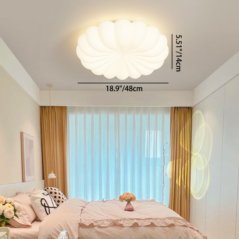 Modern Minimalist Petal Cloud Pumpkin PE Iron LED Flush Mount Ceiling Light For Living Room