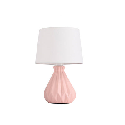 Modern Minimalist Cylindrical Cone Ceramic Fabric 1-Light Table Lamp For Bedroom