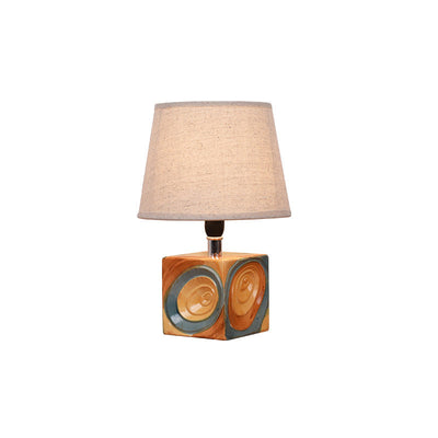 Contemporary Scandinavian Square Ceramic Base Fabric 1-Light Table Lamp For Bedroom