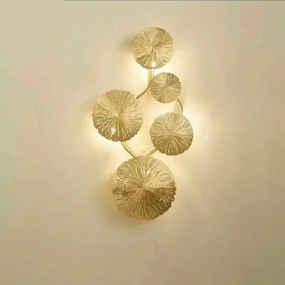 Modern Luxury Stainless Steel Lotus Leaf Hollow Shape 5-Light Wall Sconce Lamp For Living Room