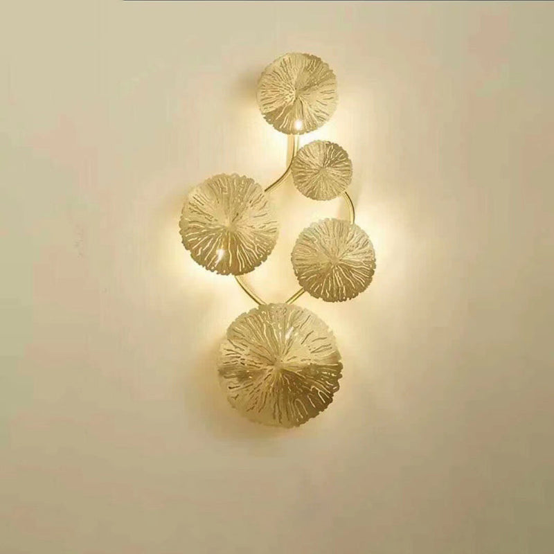 Modern Luxury Stainless Steel Lotus Leaf Hollow Shape 5-Light Wall Sconce Lamp For Living Room