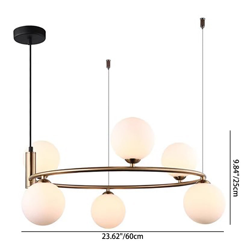 Modern Mid-Century Iron Spherical Glass Shade 4/6-Light Chandelier For Living Room