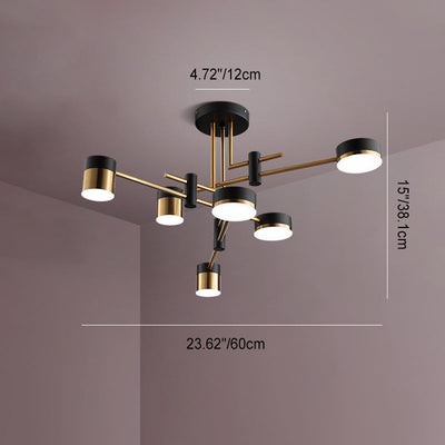 Contemporary Scandinavian Iron Acrylic Round LED Semi-Flush Mount Ceiling Light For Living Room