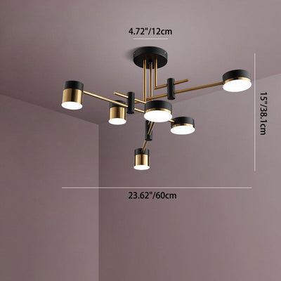 Modern Minimalist Cylinder Iron Acrylic 4/6/8 Light Chandelier For Living Room