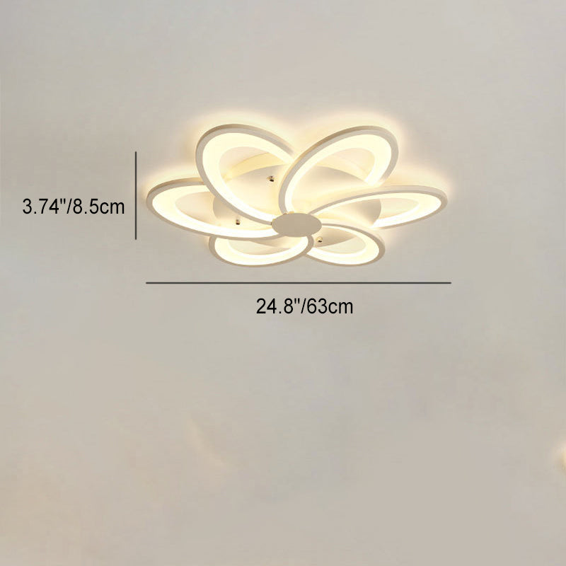 Contemporary Creative Petal Hardware Acrylic LED Semi-Flush Mount Ceiling Light For Living Room