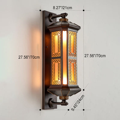 Traditional Chinese Waterproof Aluminum Glass Cylinder 1/2 Light Wall Sconce Lamp For Outdoor Patio