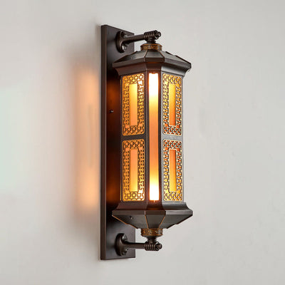 Traditional Chinese Waterproof Aluminum Glass Cylinder 1/2 Light Wall Sconce Lamp For Outdoor Patio