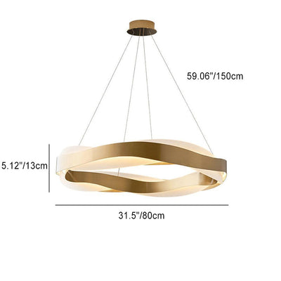 Modern Minimalist Round Wave Cloud Sea Acrylic Stainless Steel LED Chandelier For Bedroom